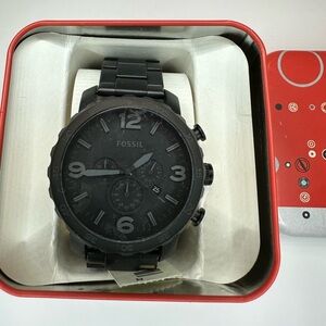 *NWT!* Men’s Fossil “Nate” 50MM Black stainless steel watch with original case